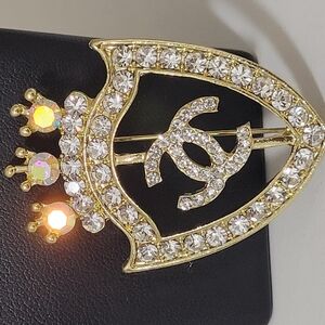 Gold and Silver Crystal Brooch